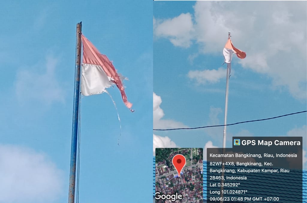 Parah Kondisi Robek Bendera Merah Putih Berkibar Di Kantor Upt